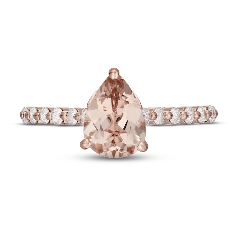 Main Image 3 of Neil Lane Morganite & Diamond Engagement Ring 1/2 ct tw Round-cut 14K Rose Gold