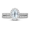 Thumbnail Image 3 of Neil Lane Oval-cut Aquamarine Bridal Set 3/4 ct tw Diamonds 14K White Gold