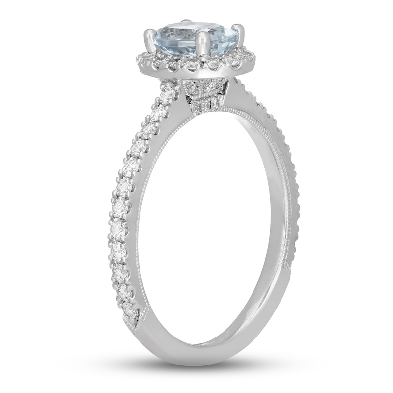 Neil Lane Aquamarine & Diamond Engagement Ring 1/2 ct tw Round-cut 14K White Gold