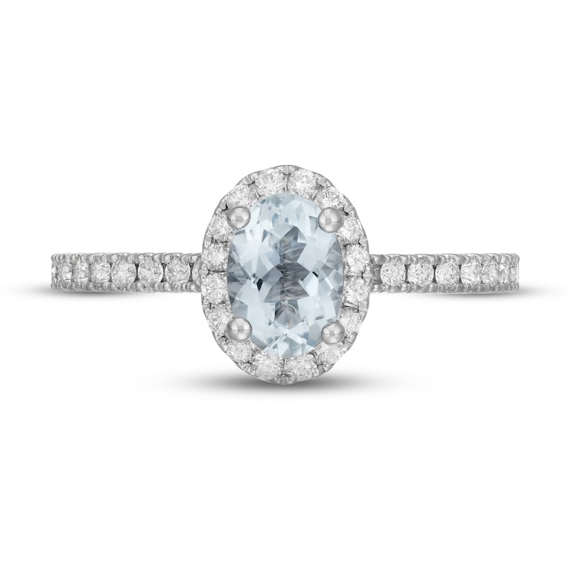 Neil Lane Aquamarine & Diamond Engagement Ring 1/2 ct tw Round-cut 14K White Gold