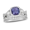 Thumbnail Image 1 of Neil Lane Cushion-cut Tanzanite Bridal Set 7/8 ct tw Diamonds 14K White Gold