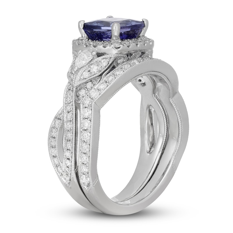 Main Image 2 of Neil Lane Cushion-cut Tanzanite Bridal Set 7/8 ct tw Diamonds 14K White Gold