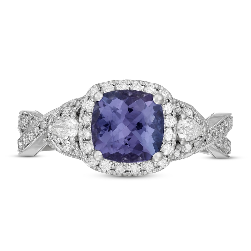 Neil Lane Tanzanite & Diamond Engagement Ring 5/8 ct tw Pear & Round-cut 14K White Gold