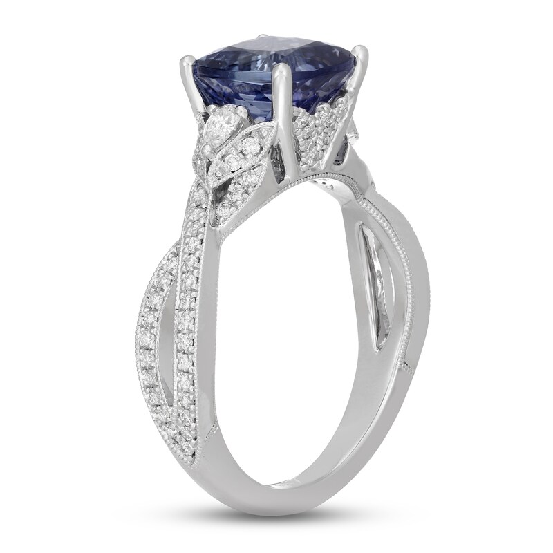Neil Lane Tanzanite & Diamond Engagement Ring 3/8 ct tw Cushion-cut 14K White Gold