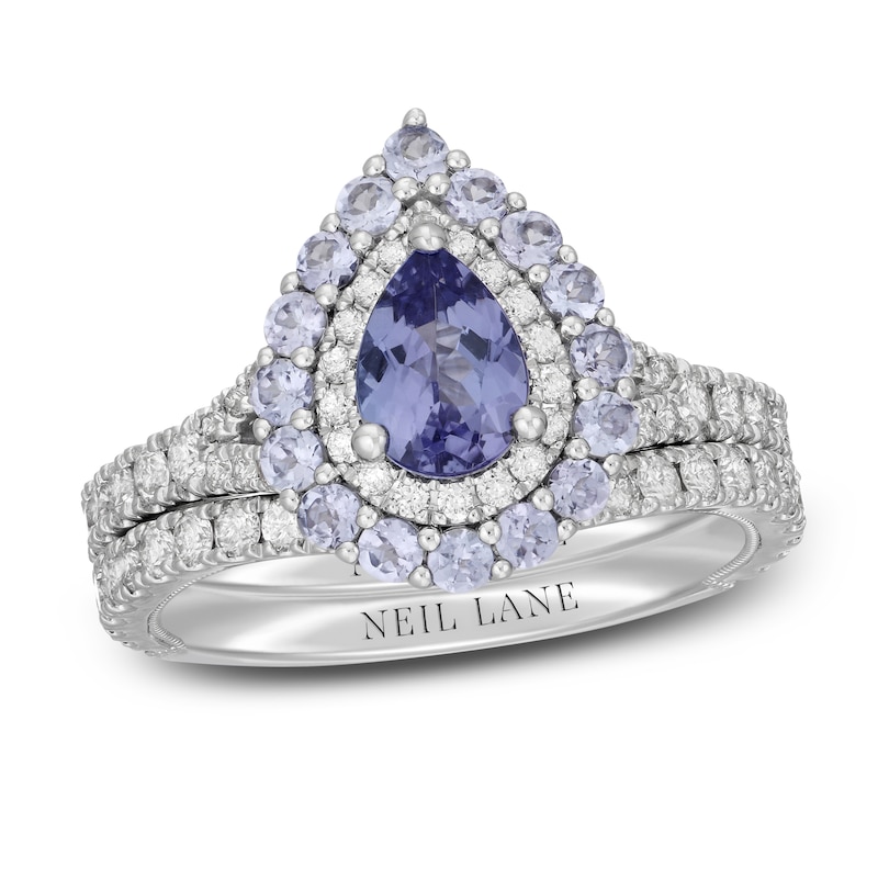 Main Image 1 of Neil Lane Pear Shaped-cut Tanzanite Bridal Set 1 ct tw Diamonds 14K White Gold