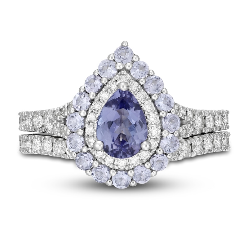 Main Image 3 of Neil Lane Pear Shaped-cut Tanzanite Bridal Set 1 ct tw Diamonds 14K White Gold