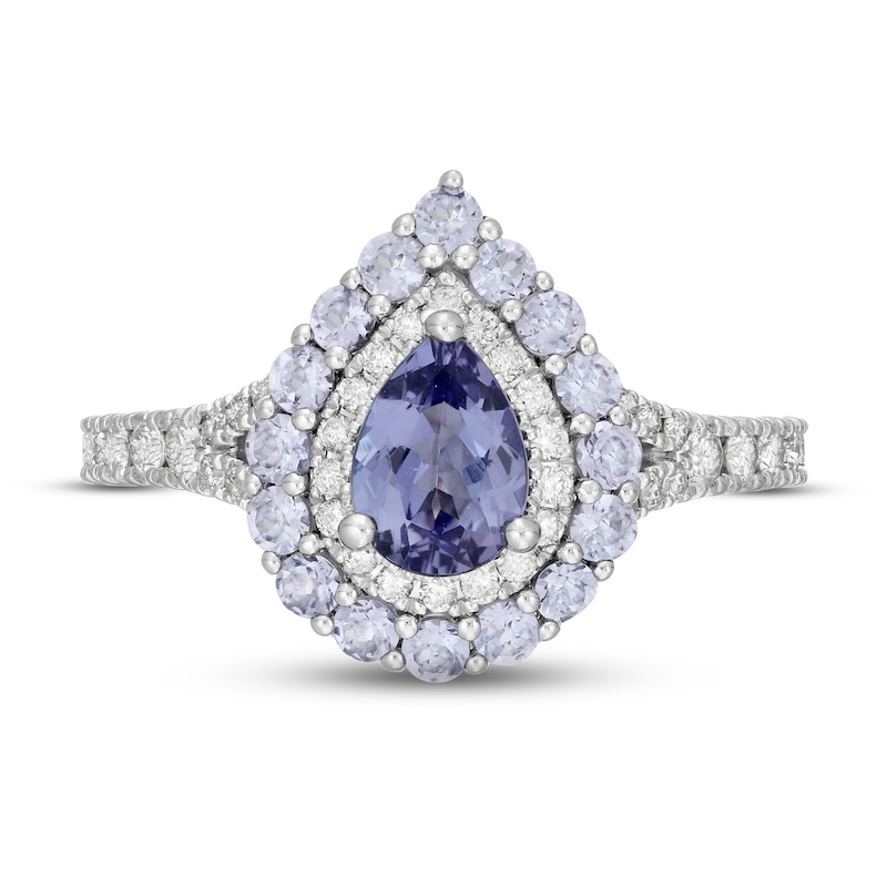 Main Image 3 of Neil Lane Tanzanite & Diamond Engagement Ring 5/8 ct tw Round-cut 14K White Gold