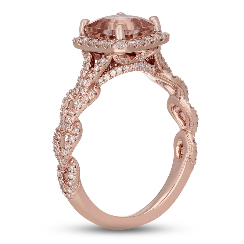 Main Image 2 of Neil Lane Morganite & Diamond Engagement Ring 1/2 ct tw Round-cut 14K Rose Gold