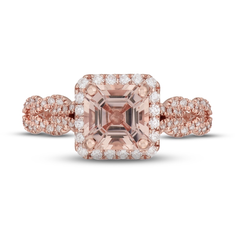 Main Image 3 of Neil Lane Morganite & Diamond Engagement Ring 1/2 ct tw Round-cut 14K Rose Gold