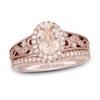 Thumbnail Image 1 of Neil Lane Oval-cut Morganite Bridal Set 1/2 ct tw Diamonds 14K Rose Gold