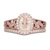 Thumbnail Image 3 of Neil Lane Oval-cut Morganite Bridal Set 1/2 ct tw Diamonds 14K Rose Gold