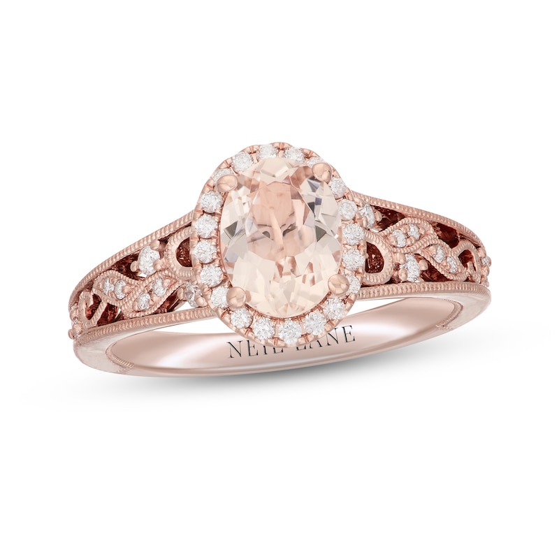 Main Image 1 of Neil Lane Morganite & Diamond Engagement Ring 1/3 ct tw Round-cut 14K Rose Gold