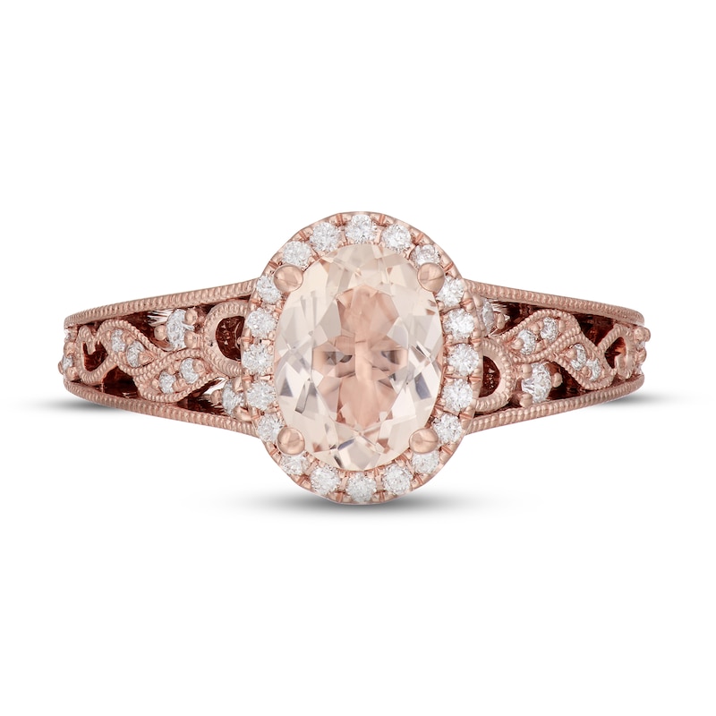 Main Image 3 of Neil Lane Morganite & Diamond Engagement Ring 1/3 ct tw Round-cut 14K Rose Gold