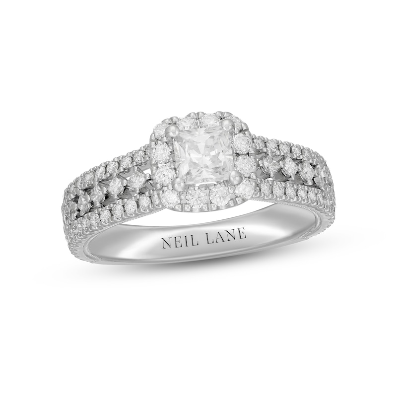 Neil Lane Diamond Engagement Ring 1-1/8 ct tw Princess & Round-cut 14K White Gold