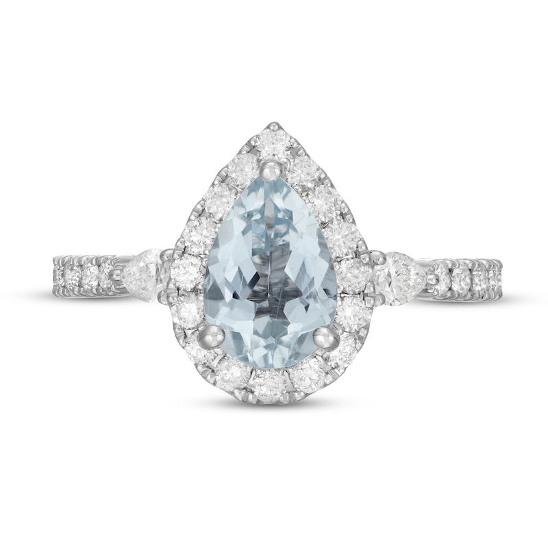 Neil Lane Aquamarine & Diamond Engagement Ring 7/8 ct tw Round-cut 14K White Gold