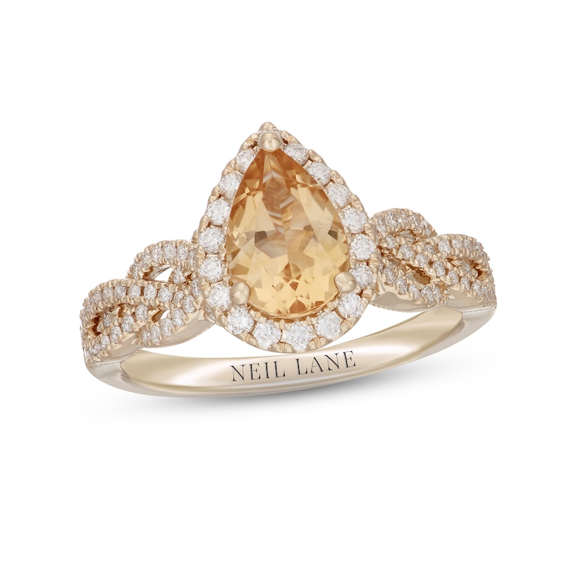 Main Image 4 of Neil Lane Citrine & Diamond Engagement Ring 1/2 ct tw Round-cut 14K Yellow Gold