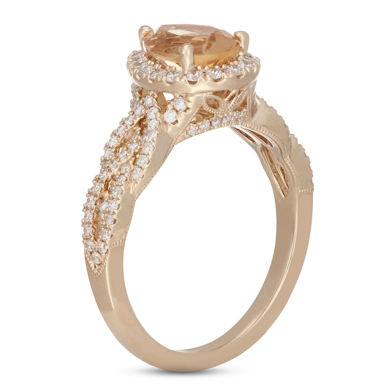 Main Image 5 of Neil Lane Citrine & Diamond Engagement Ring 1/2 ct tw Round-cut 14K Yellow Gold