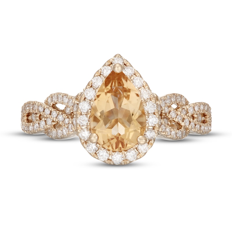 Main Image 6 of Neil Lane Citrine & Diamond Engagement Ring 1/2 ct tw Round-cut 14K Yellow Gold