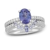 Thumbnail Image 1 of Neil Lane Oval-cut Tanzanite Bridal Set 1/2 ct tw Diamonds 14K White Gold