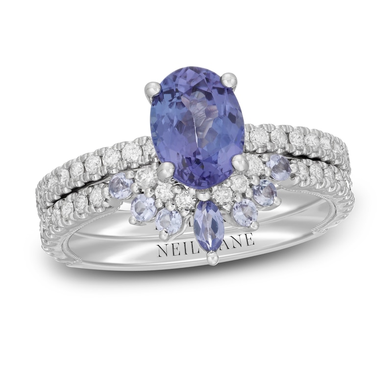 Main Image 1 of Neil Lane Oval-cut Tanzanite Bridal Set 1/2 ct tw Diamonds 14K White Gold
