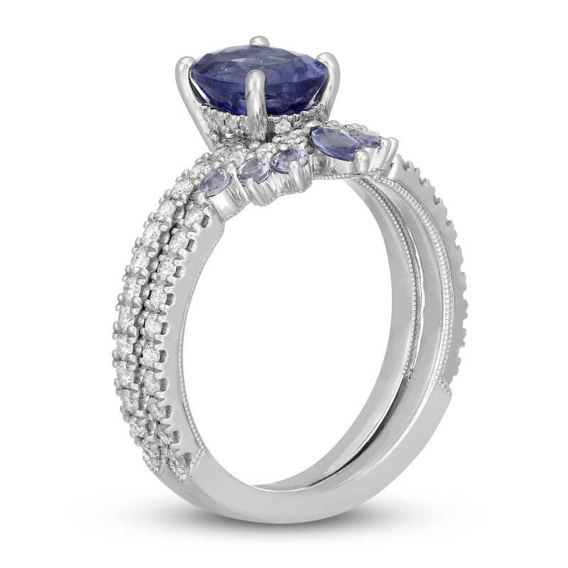 Neil Lane Oval-cut Tanzanite Bridal Set 1/2 ct tw Diamonds 14K White Gold