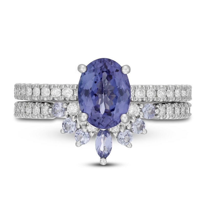 Main Image 3 of Neil Lane Oval-cut Tanzanite Bridal Set 1/2 ct tw Diamonds 14K White Gold