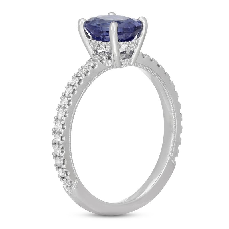 Main Image 5 of Neil Lane Tanzanite & Diamond Engagement Ring 1/3 ct tw Round-cut 14K White Gold