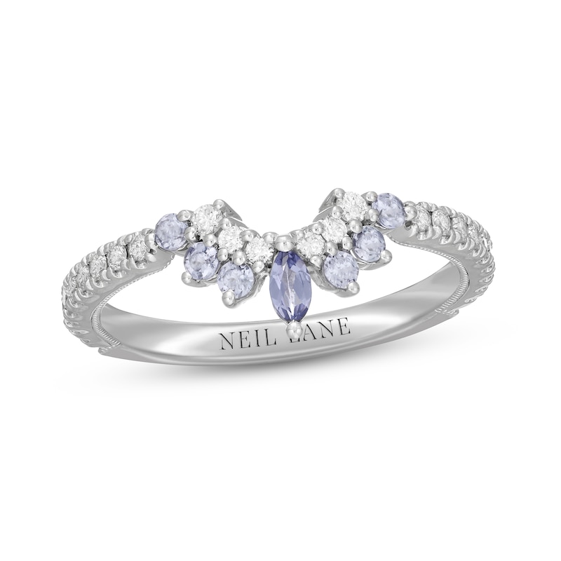 Main Image 7 of Neil Lane Tanzanite & Diamond Wedding Band 1/4 ct tw Round-cut 14K White Gold