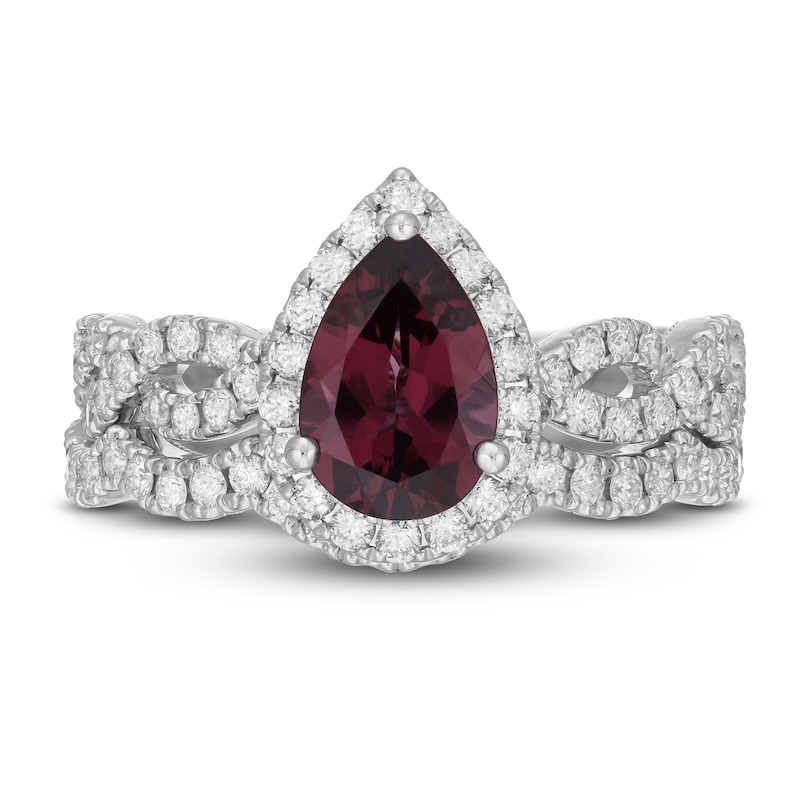 Main Image 3 of Neil Lane Pear Shaped-cut Garnet Bridal Set 1 ct tw Diamonds 14K White Gold