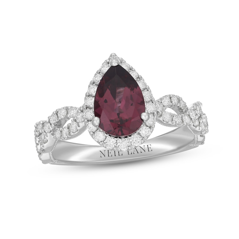 Main Image 4 of Neil Lane Rhodolite Garnet & Diamond Engagement Ring 3/4 ct tw Round-cut 14K White Gold