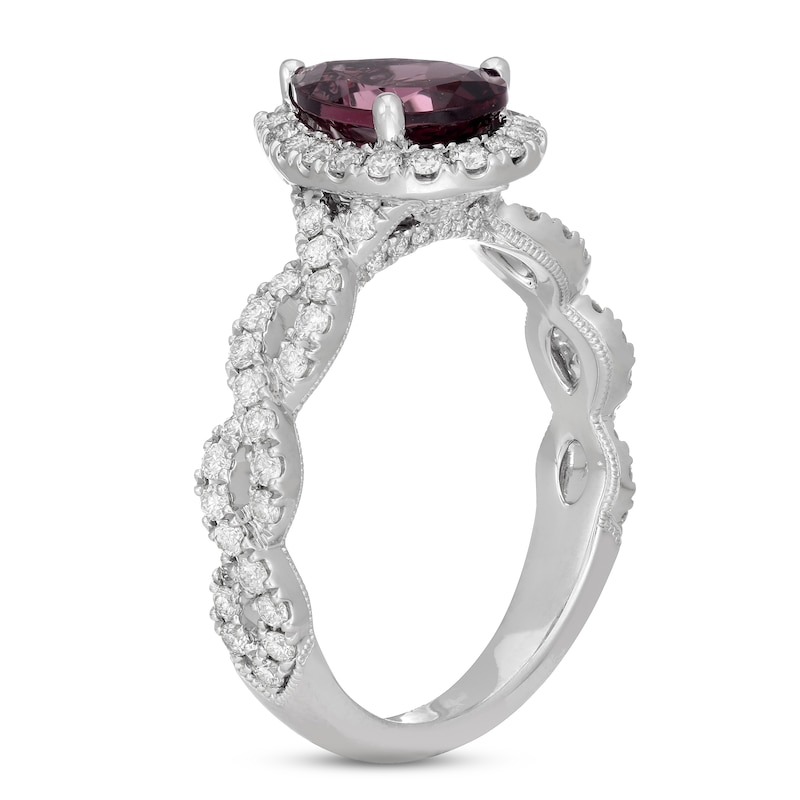 Main Image 5 of Neil Lane Rhodolite Garnet & Diamond Engagement Ring 3/4 ct tw Round-cut 14K White Gold