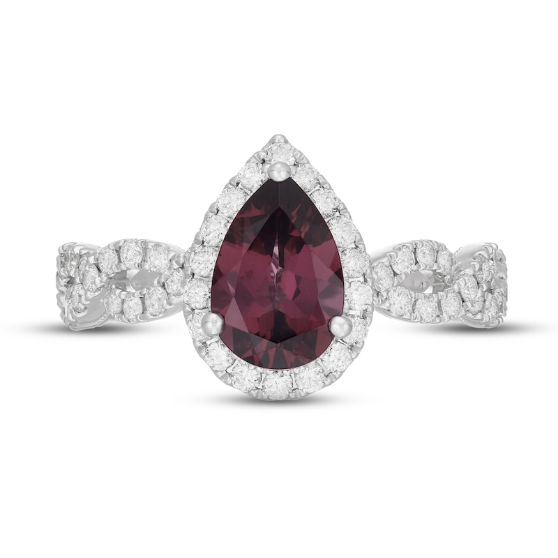 Main Image 6 of Neil Lane Rhodolite Garnet & Diamond Engagement Ring 3/4 ct tw Round-cut 14K White Gold