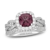Thumbnail Image 1 of Neil Lane Cushion-cut Garnet Bridal Set 7/8 ct tw Diamonds 14K White Gold