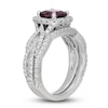 Thumbnail Image 2 of Neil Lane Cushion-cut Garnet Bridal Set 7/8 ct tw Diamonds 14K White Gold