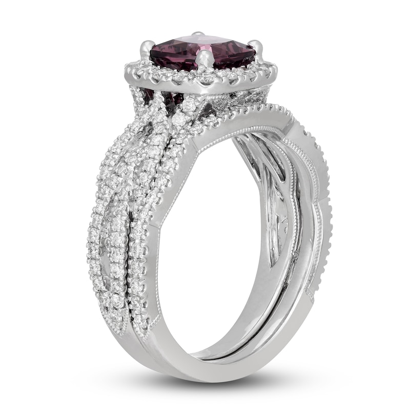 Neil Lane Cushion-cut Garnet Bridal Set 7/8 ct tw Diamonds 14K White Gold