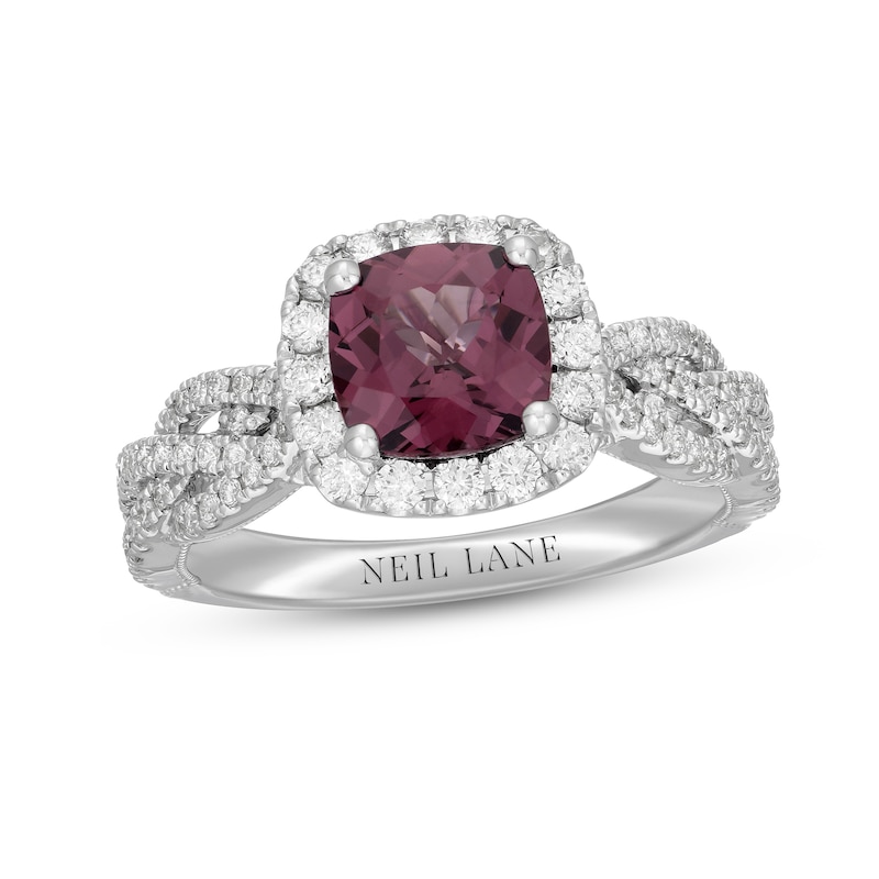 Main Image 1 of Neil Lane Rhodolite Garnet & Diamond Engagement Ring 3/4 ct tw Round-cut 14K White Gold