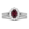 Thumbnail Image 3 of Neil Lane Oval-cut Garnet Bridal Set 7/8 ct tw Diamonds 14K White Gold