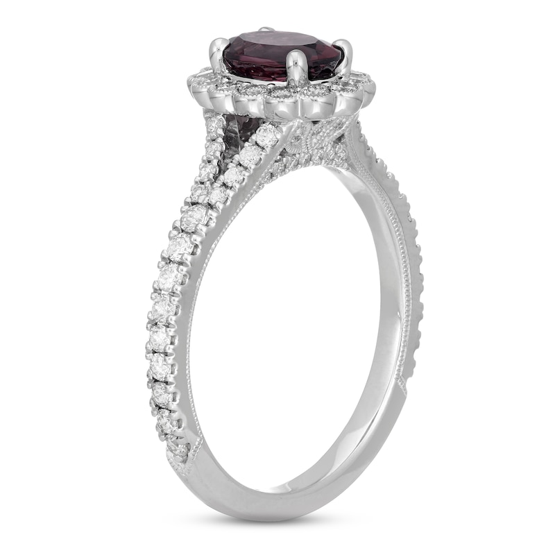 Neil Lane Rhodolite Garnet & Diamond Engagement Ring 5/8 ct tw Round-cut 14K White Gold