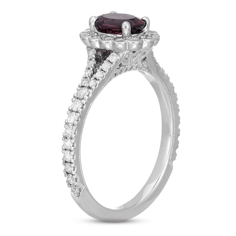 Main Image 2 of Neil Lane Rhodolite Garnet & Diamond Engagement Ring 5/8 ct tw Round-cut 14K White Gold