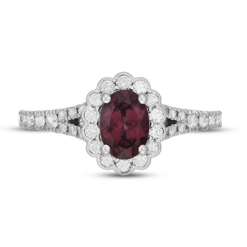 Main Image 3 of Neil Lane Rhodolite Garnet & Diamond Engagement Ring 5/8 ct tw Round-cut 14K White Gold