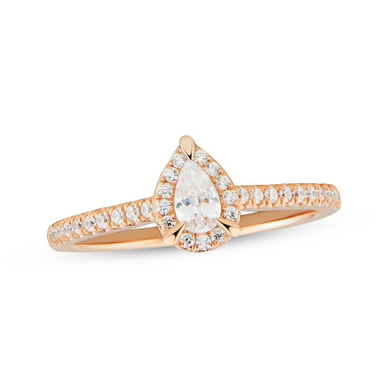 Diamond Engagement Ring 1/3 ct tw Pear & Round-cut 14K Rose Gold