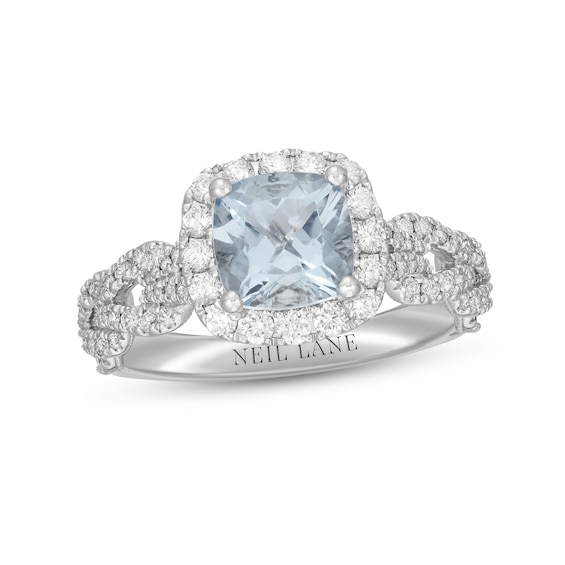 Neil Lane Aquamarine & Diamond Engagement Ring 5/8 ct tw Round-cut 14K ...