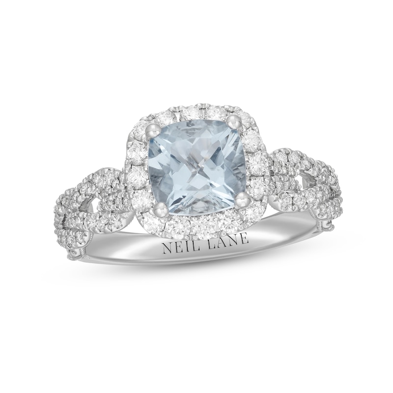 Neil Lane Aquamarine & Diamond Engagement Ring 5/8 ct tw Round-cut 14K White Gold