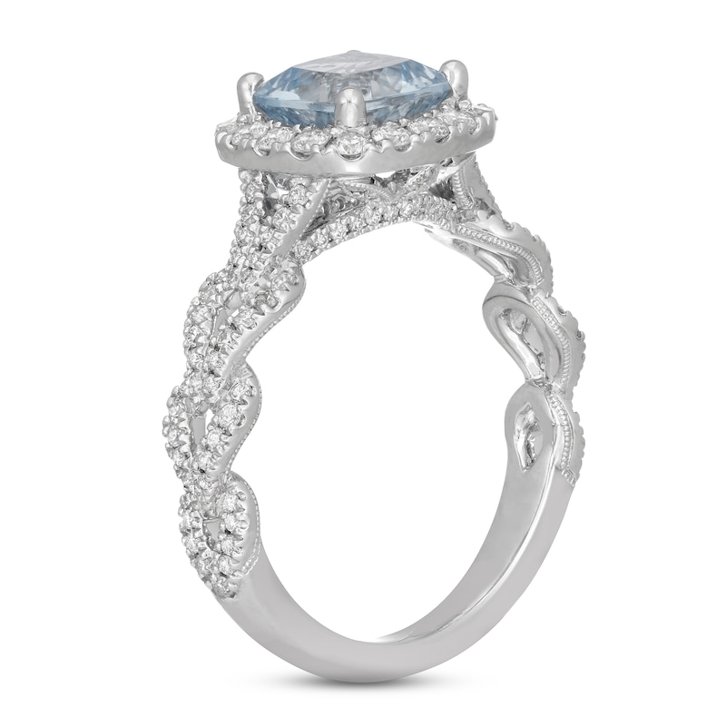 Main Image 2 of Neil Lane Aquamarine & Diamond Engagement Ring 5/8 ct tw Round-cut 14K White Gold