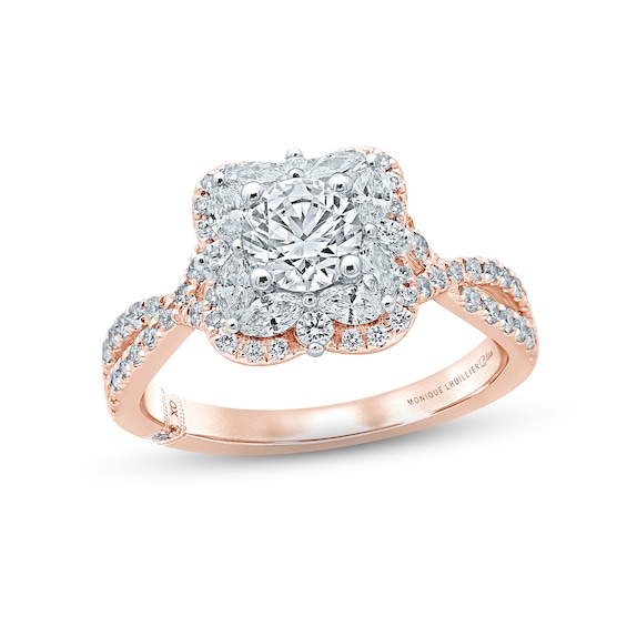Monique Lhuillier Bliss Diamond Engagement Ring 1-3/8 ct tw Round & Marquise-cut 18K Two-Tone Gold
