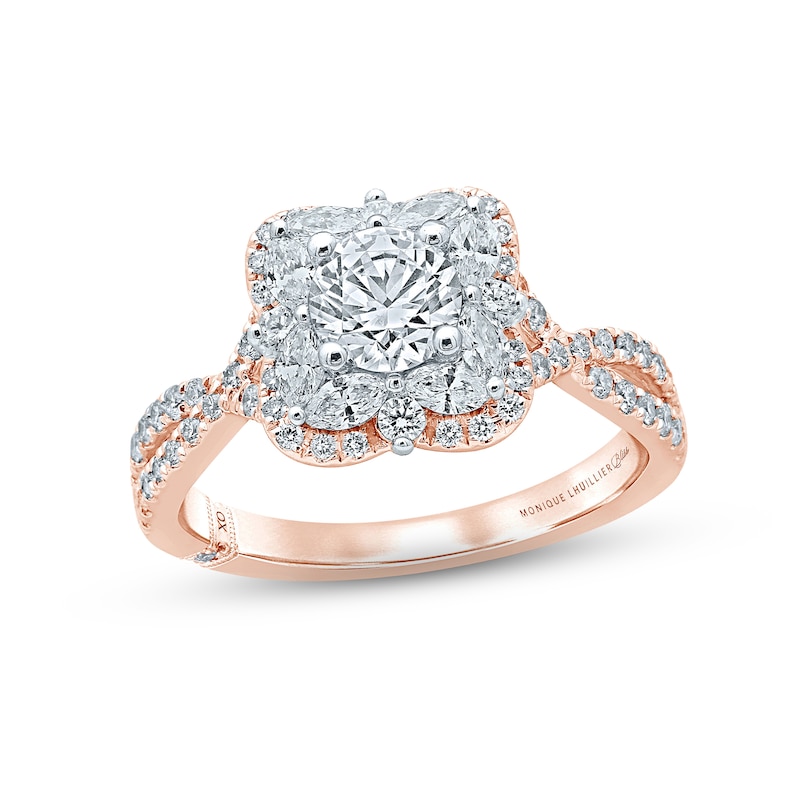 Main Image 1 of Monique Lhuillier Bliss Diamond Engagement Ring 1-3/8 ct tw Round & Marquise-cut 18K Two-Tone Gold