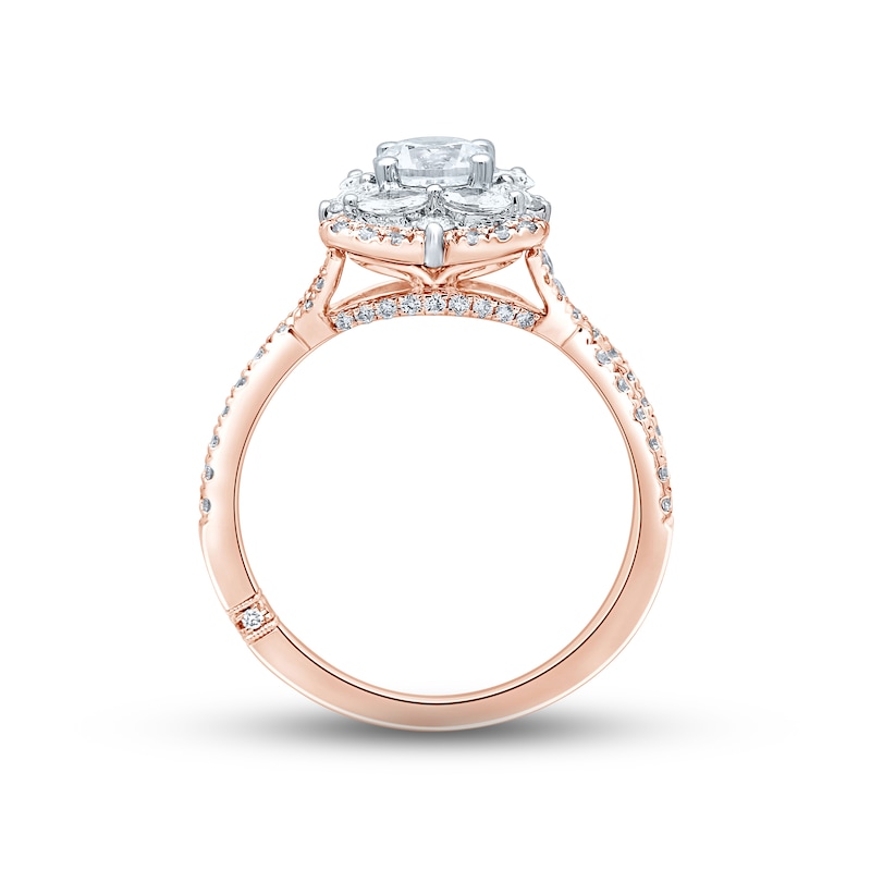 Main Image 3 of Monique Lhuillier Bliss Diamond Engagement Ring 1-3/8 ct tw Round & Marquise-cut 18K Two-Tone Gold