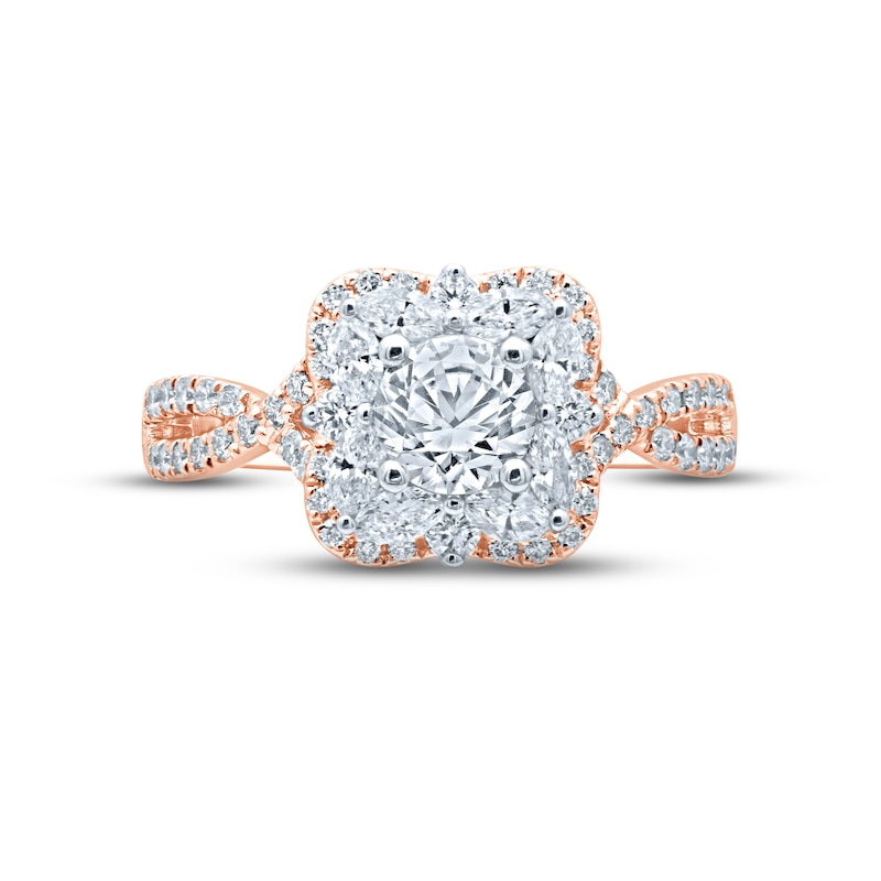 Main Image 4 of Monique Lhuillier Bliss Diamond Engagement Ring 1-3/8 ct tw Round & Marquise-cut 18K Two-Tone Gold