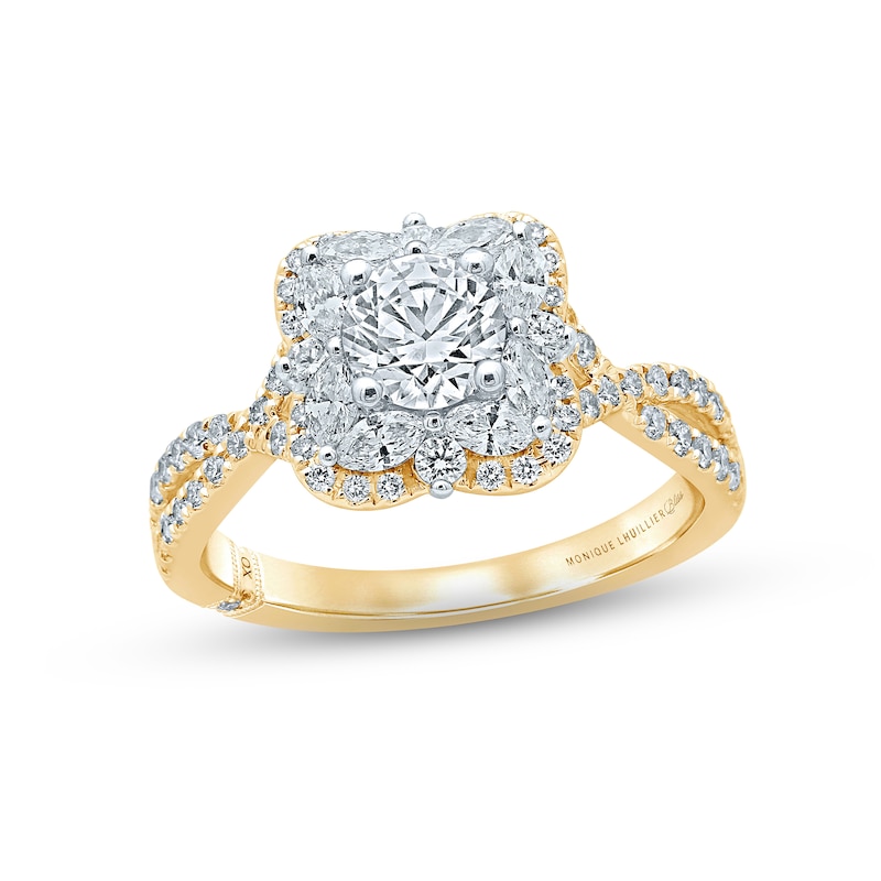 Monique Lhuillier Bliss Diamond Engagement Ring 1-3/8 ct tw Round & Marquise-cut 18K Two-Tone Gold