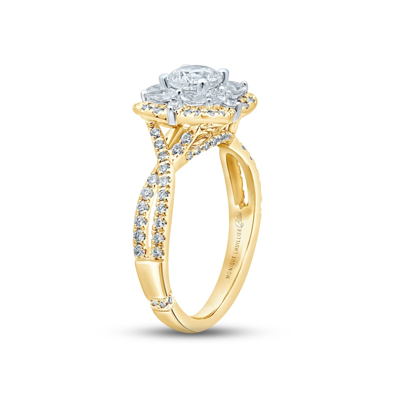 Monique Lhuillier Bliss Diamond Engagement Ring 1-3/8 ct tw Round & Marquise-cut 18K Two-Tone Gold